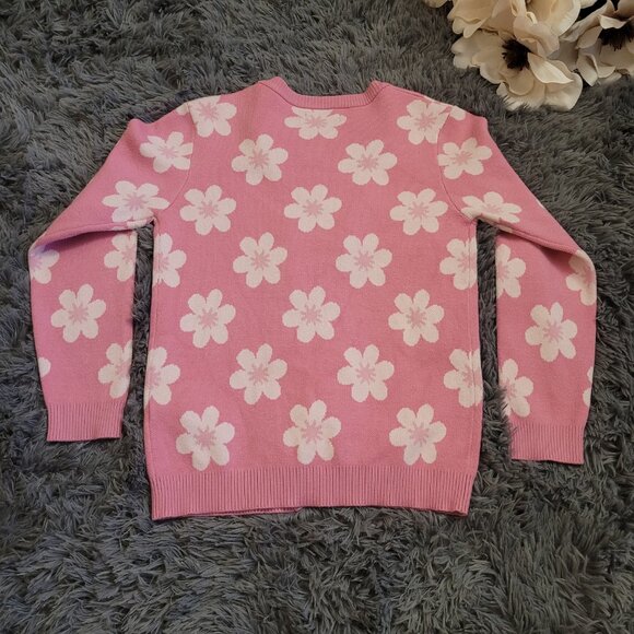 Pink Flower Sweater Girls' Fall Clothing Girls 5-7 Years - Picture 3 of 7
